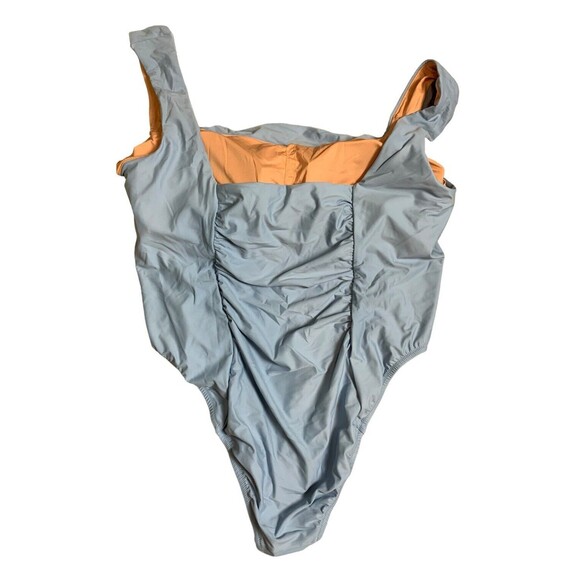 J.Crew Square Neck Bathing Suit Women’s Size 22 One Piece Ruching Blue BF179 New - Picture 9 of 10